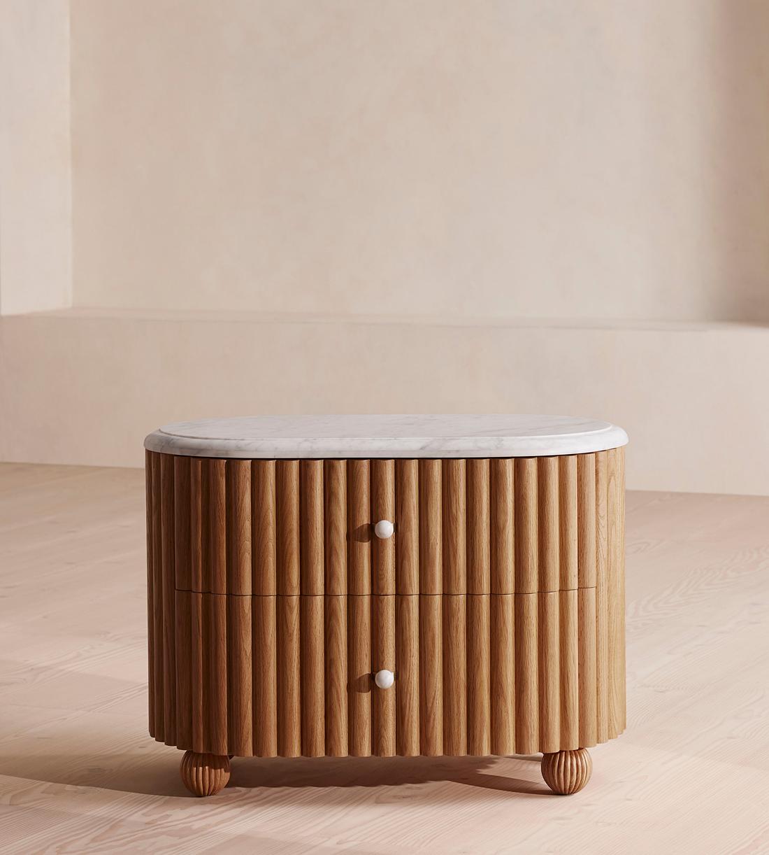 Carlisle Bedside Table - Carrara Marble - Large - Listing - Image 3