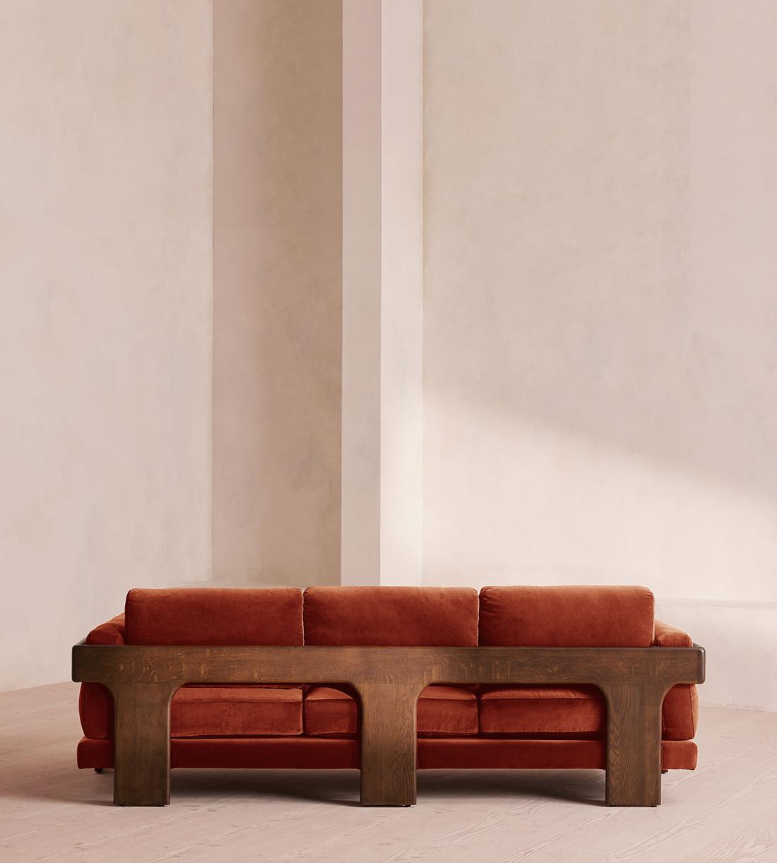 Marcia Three Seater Sofa - Velvet - Rust - Images - Image 7