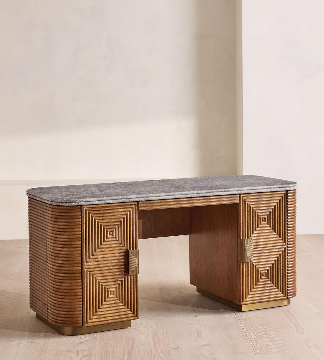 Kingsley Desk - Grey Emperador - Listing - Image 2