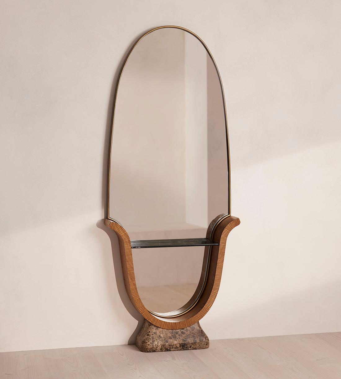 Brodie Floor Mirror - Oak & Marble - Images - Image 3
