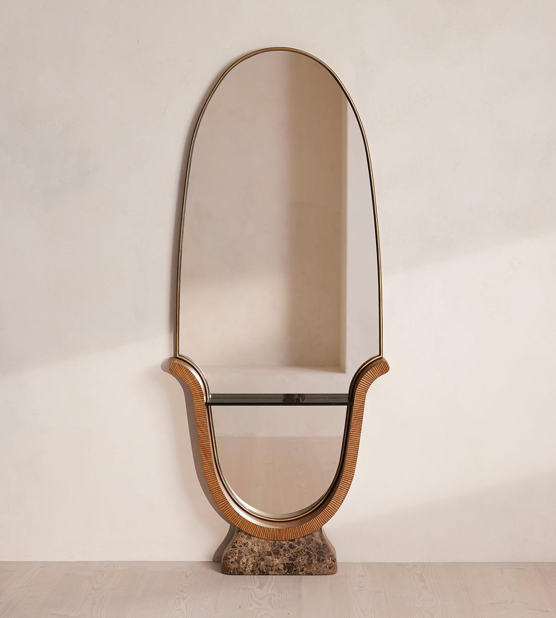 Brodie Floor Mirror - Oak & Marble - Listing - Image 1