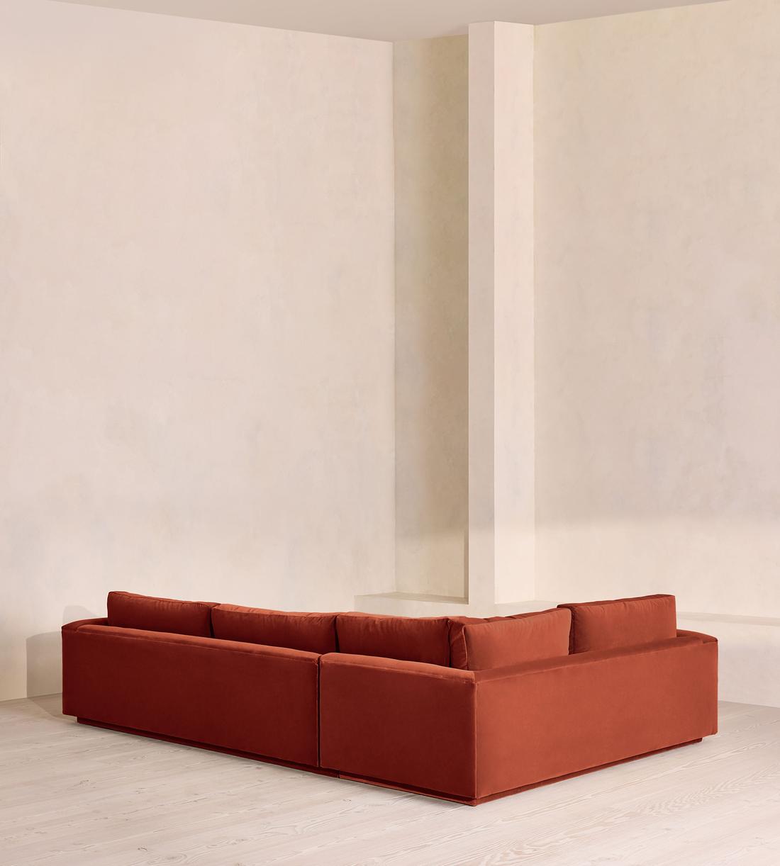 Mossley Right L-Shape Sofa - Velvet - Rust - Images - Image 3