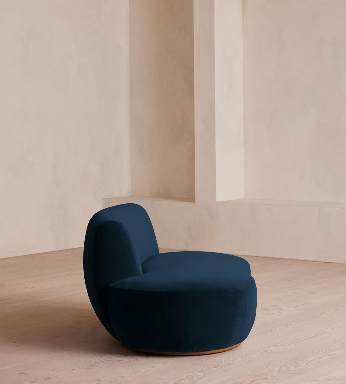 Aline Serpentine Modular Sofa - Left Section - Royal Blue Velvet - Image 3