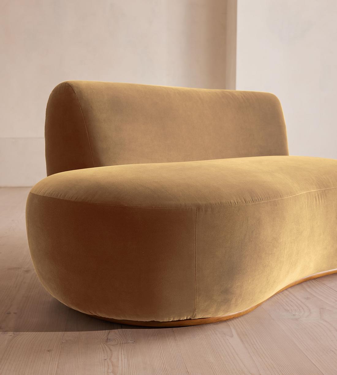 Aline Serpentine Sectional Sofa - Middle Section - Camel Velvet - US - Image 5