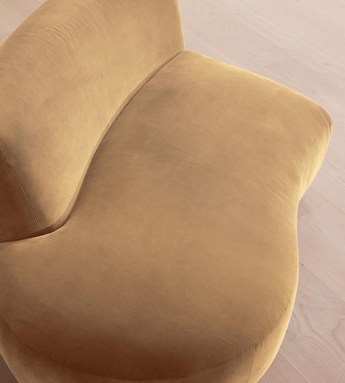 Aline Serpentine Sectional Sofa - Middle Section - Camel Velvet - US - Image 6