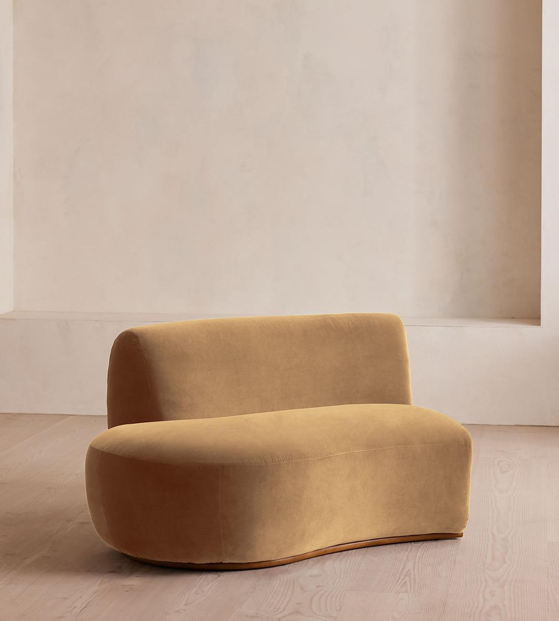 Aline Serpentine Sectional Sofa - Middle Section - Camel Velvet - US - Image 2