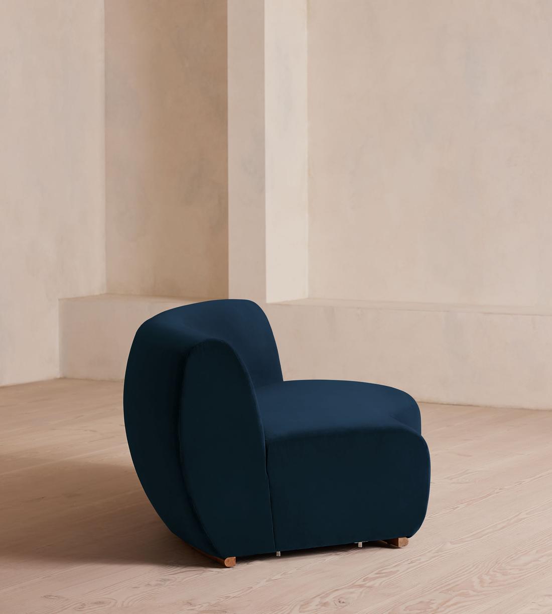 Aline Serpentine Sectional Sofa - Left Section - Royal Blue Velvet - US - Image 8