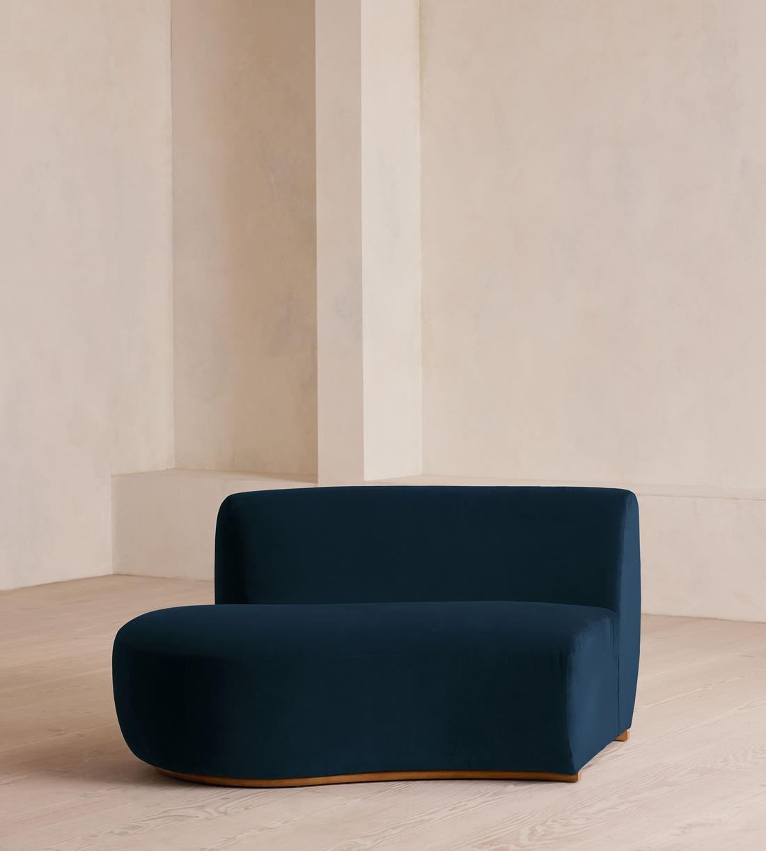 Aline Serpentine Sectional Sofa - Left Section - Royal Blue Velvet - US - Image 1