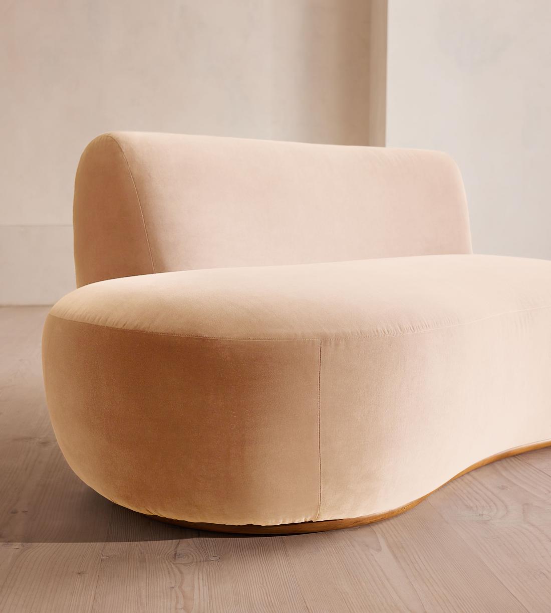 Aline Serpentine Sectional Sofa - Middle Section - Porcelain Velvet - US - Image 5
