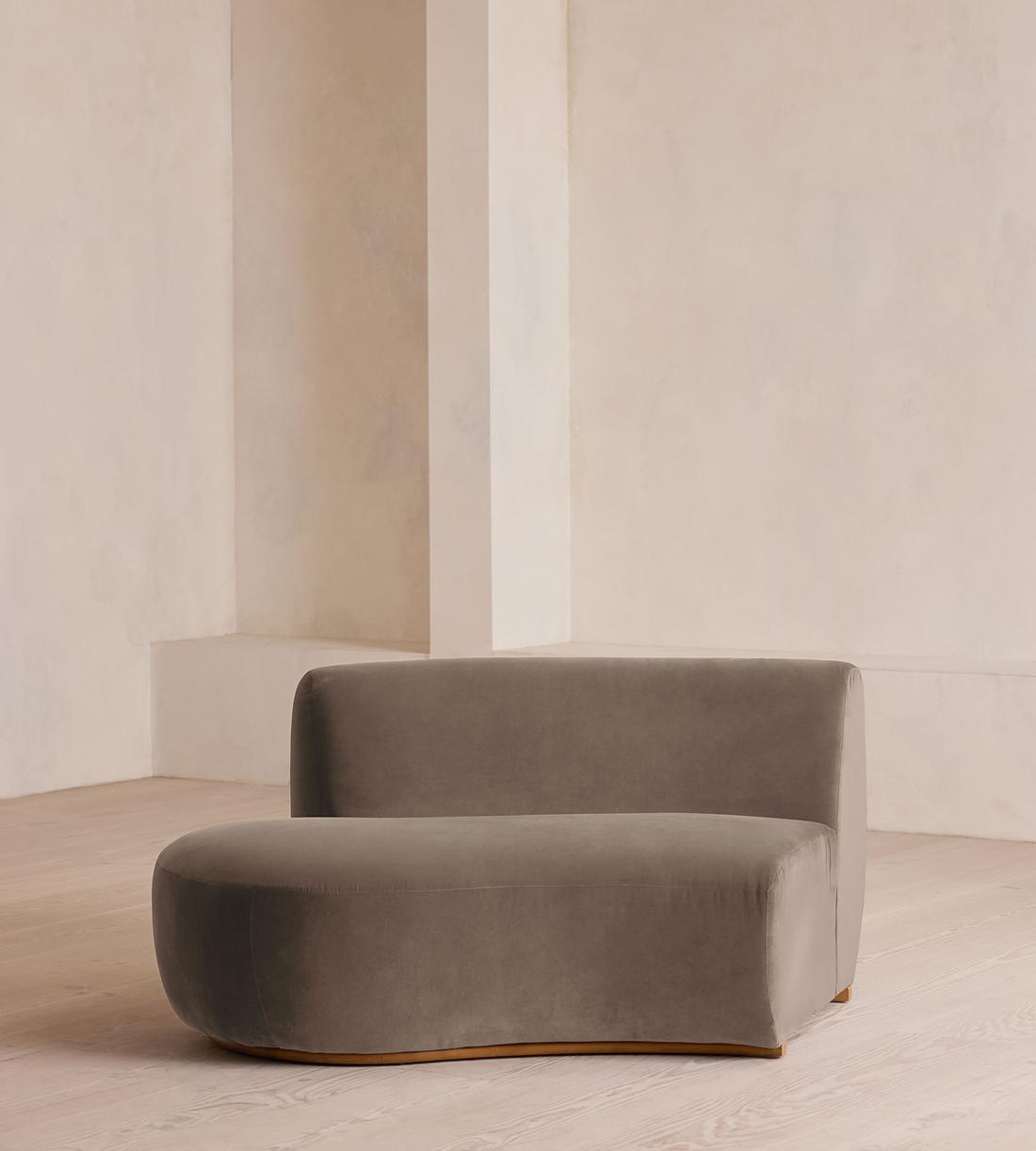 Aline Serpentine Sectional Sofa - Left Section - Taupe Velvet - US - Image 1