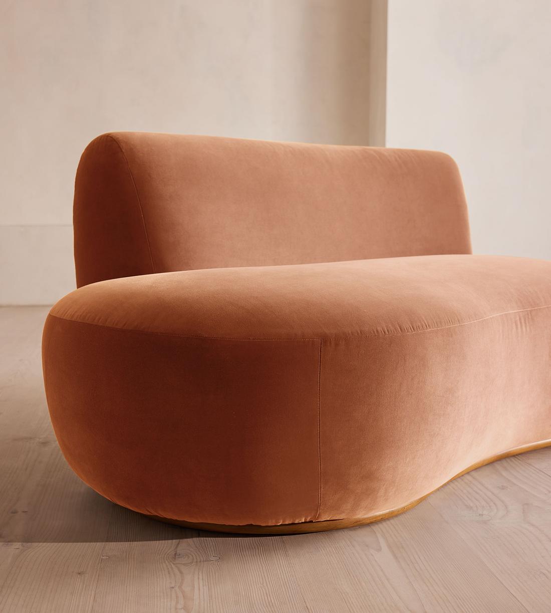 Aline Serpentine Sectional Sofa - Middle Section - Antique Rose Velvet - US - Image 5