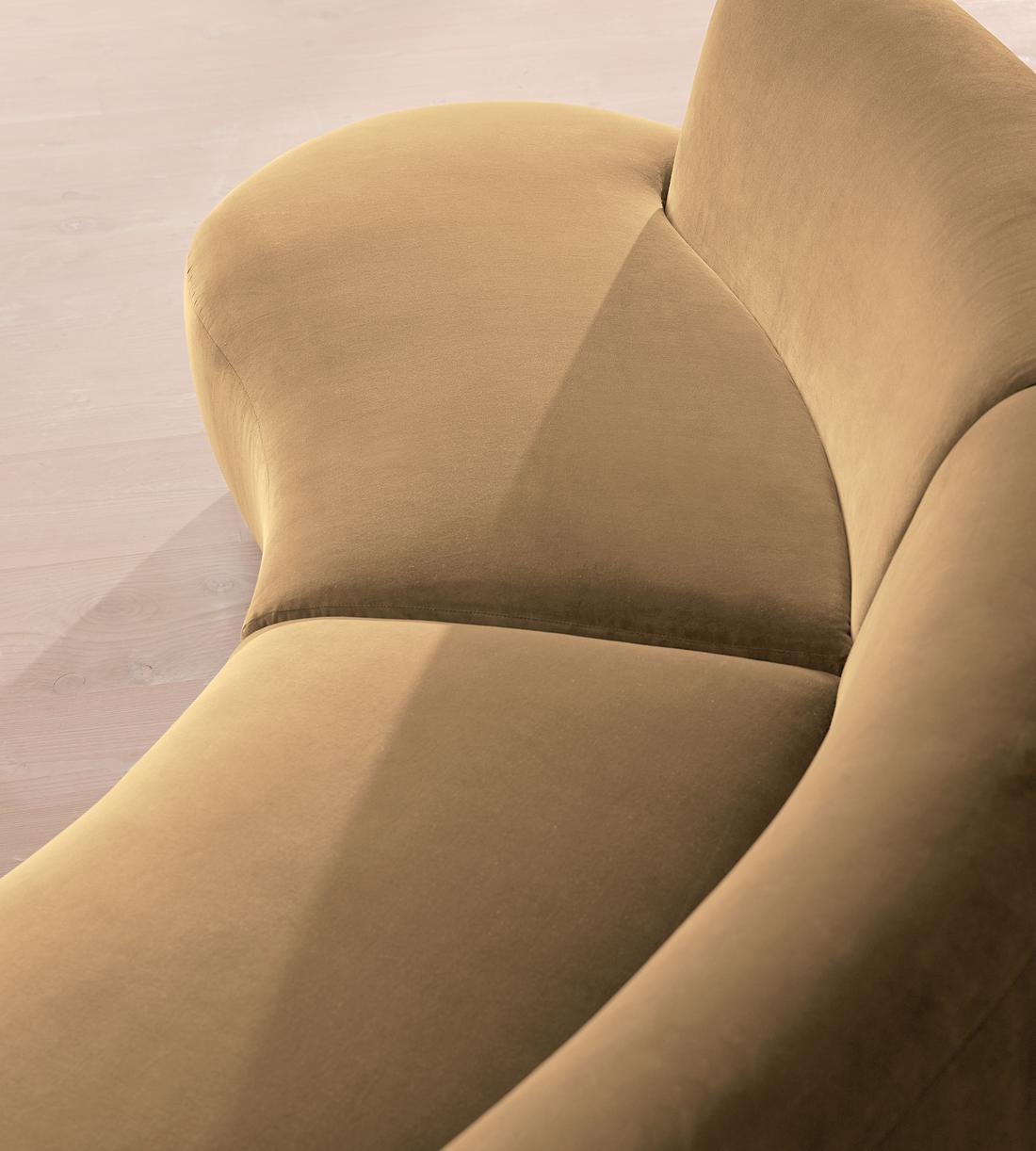 Aline Serpentine Sectional Sofa - Three Seater - Camel Velvet - US - Images - Image 5