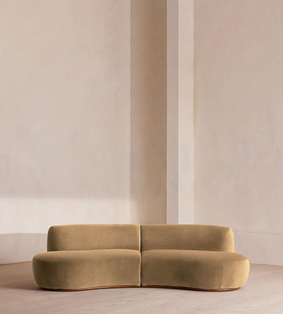 Aline Serpentine Sectional Sofa - Three Seater - Camel Velvet - US - Listing - Image 1