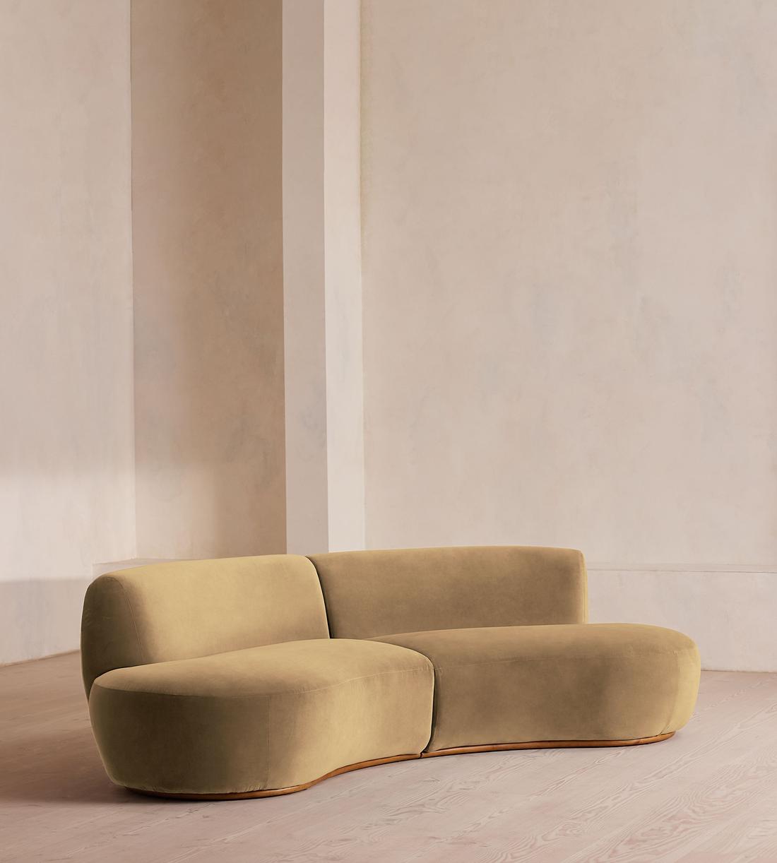 Aline Serpentine Sectional Sofa - Three Seater - Camel Velvet - US - Listing - Image 2