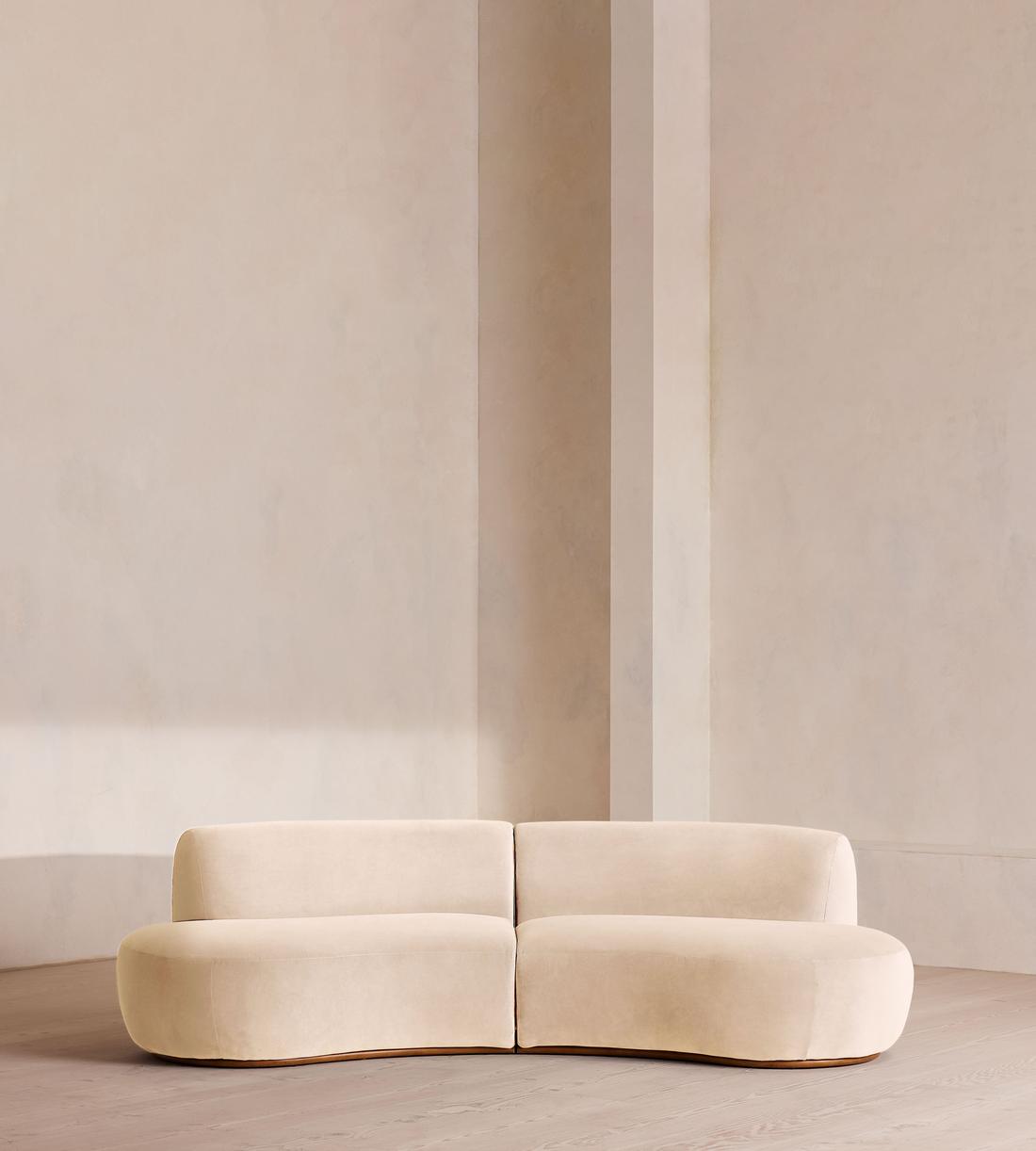 Aline Serpentine Sectional Sofa - Three Seater - Porcelain Velvet - US - Listing - Image 1
