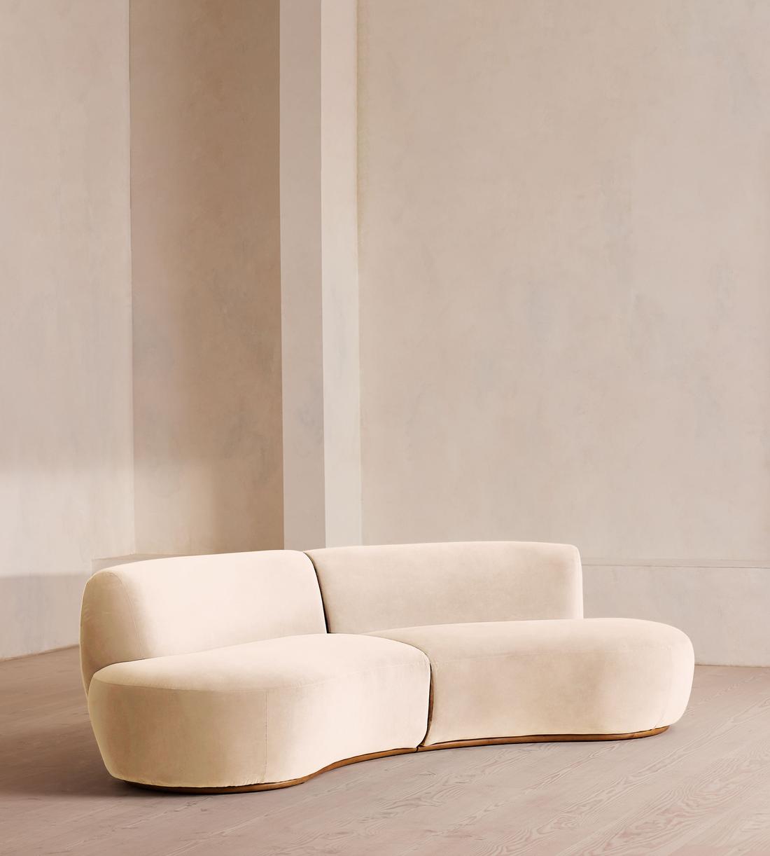 Aline Serpentine Sectional Sofa - Three Seater - Porcelain Velvet - US - Listing - Image 2