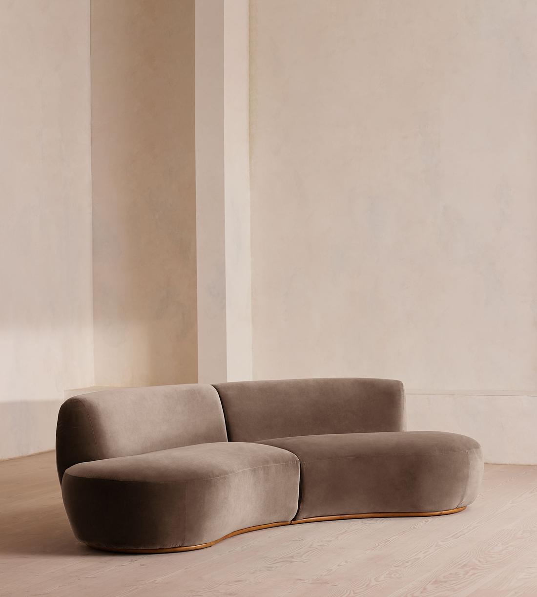 Aline Serpentine Sectional Sofa - Three Seater - Taupe Velvet - US - Listing - Image 2