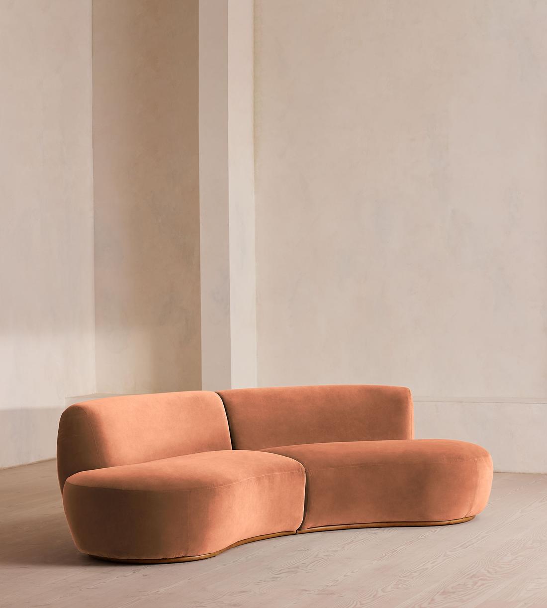 Aline Serpentine Sectional Sofa - Three Seater - Antique Rose Velvet - US - Listing - Image 2