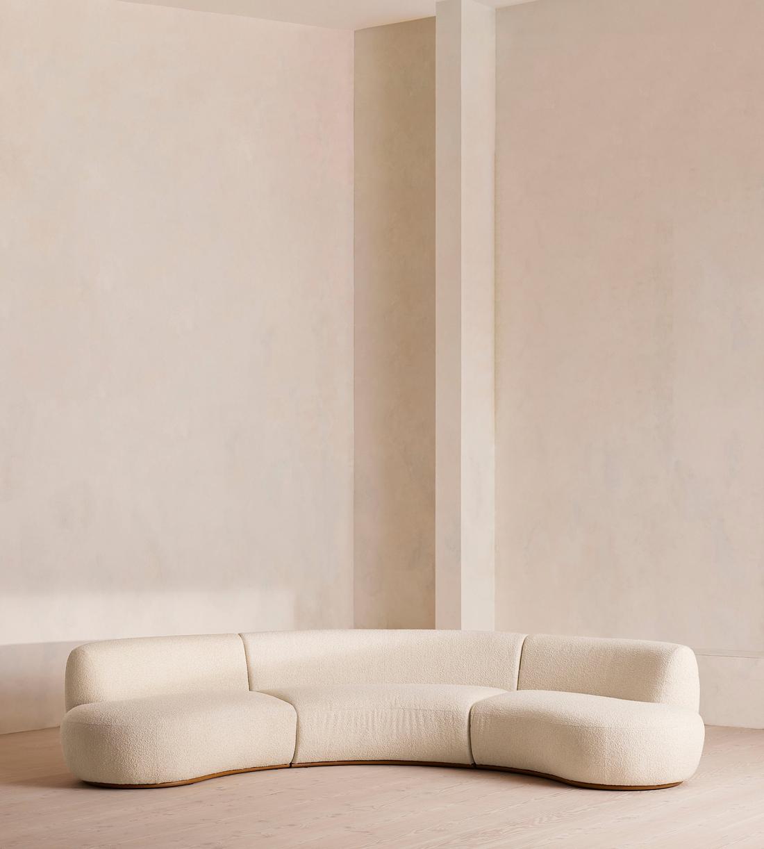 Aline Serpentine Modular Sofa - Four Seater - Natural Boucle - UK - Listing - Image 1