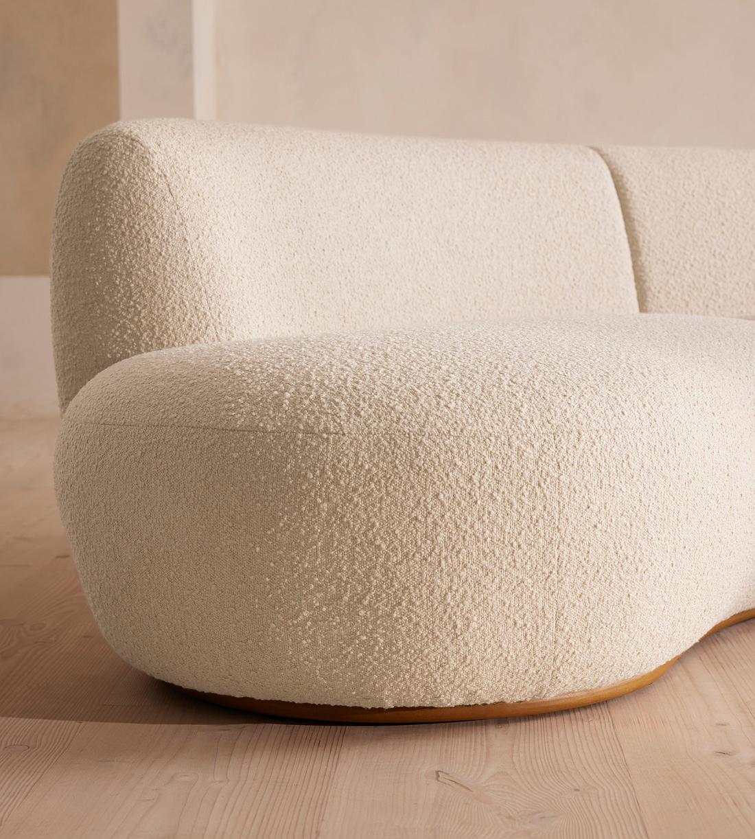 Aline Serpentine Sectional Sofa - Three Seater - Natural Boucle - US - Images - Image 5