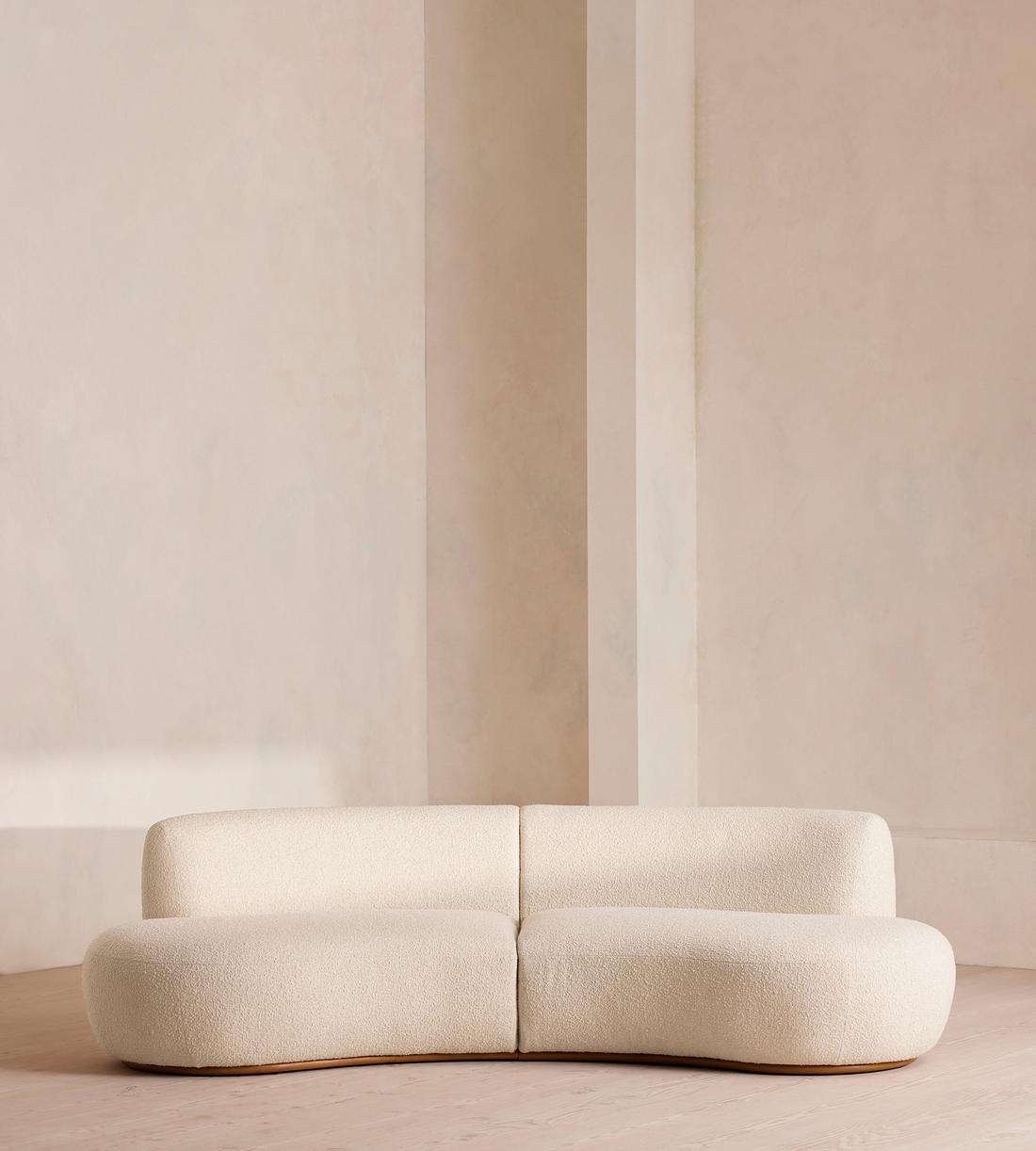 Aline Serpentine Sectional Sofa - Three Seater - Natural Boucle - US - Listing - Image 1