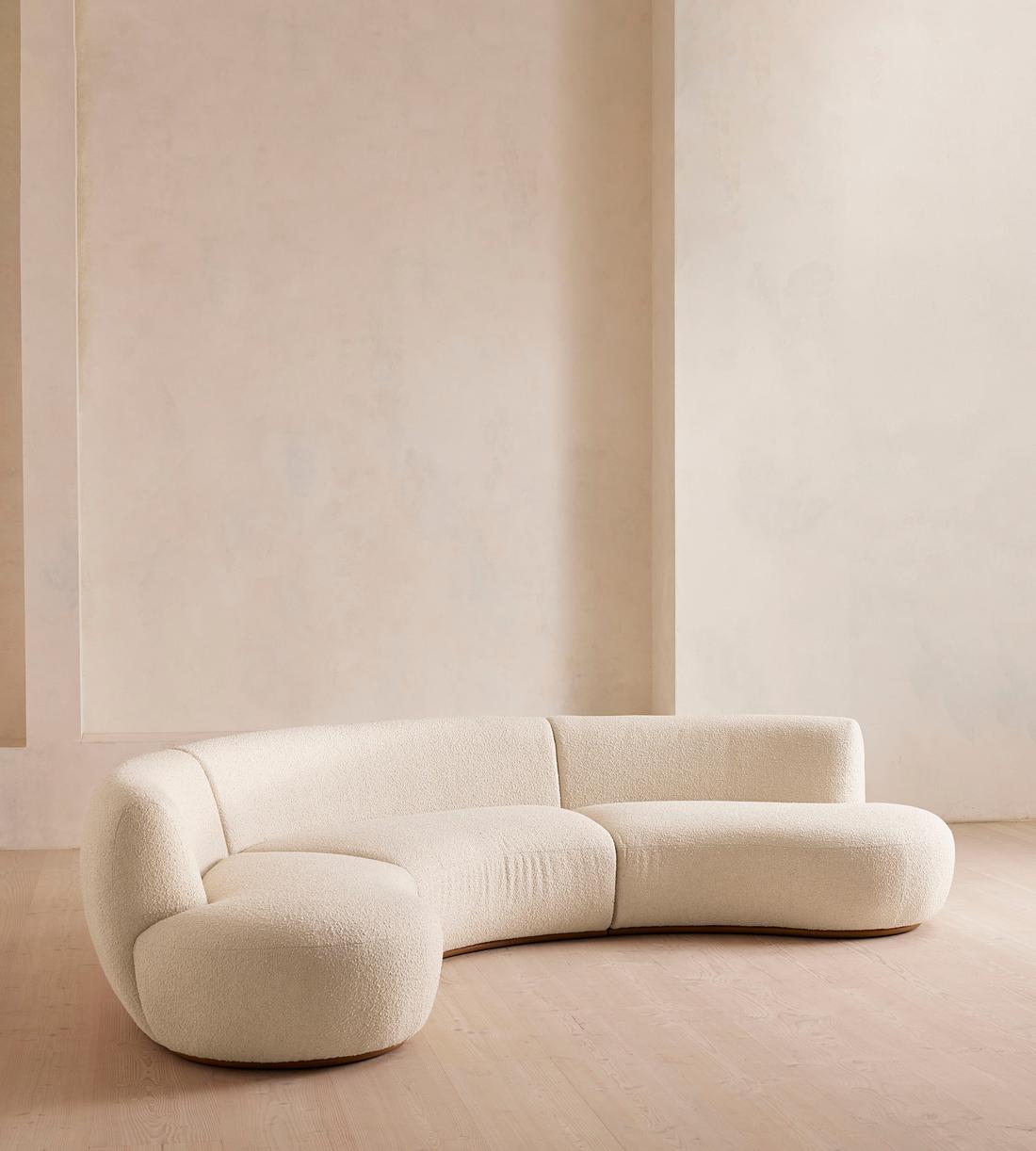 Aline Serpentine Sectional Sofa - Four Seater - Natural Boucle - US - Listing - Image 2