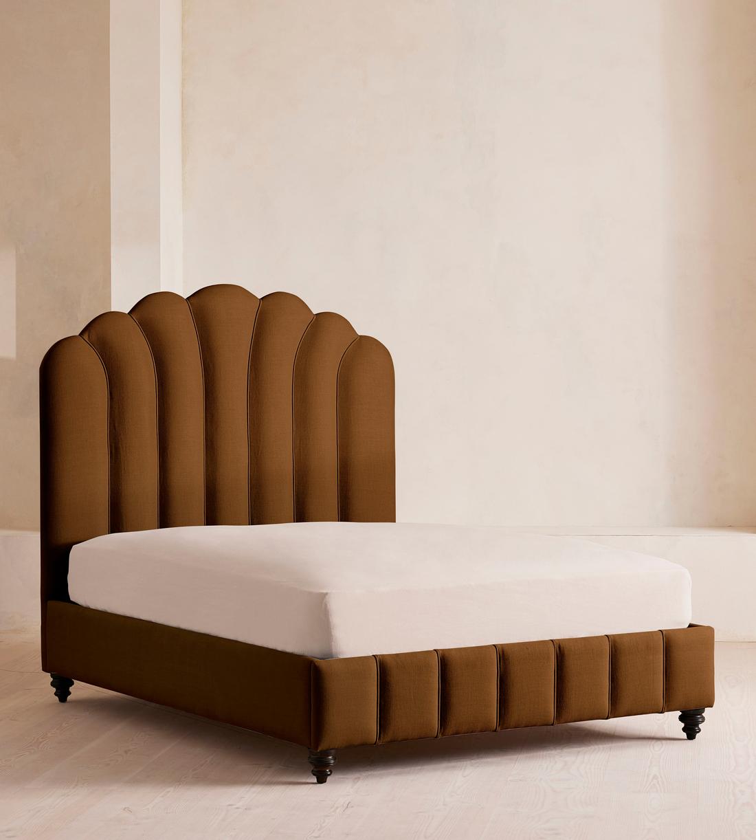 Manette Bed - King - Linen - Terracotta - UK - Listing - Image 1