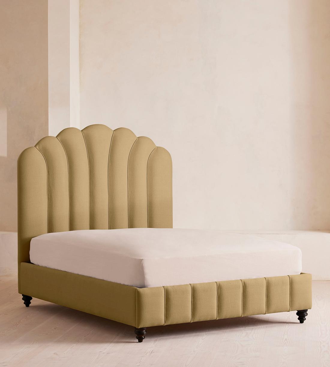 Manette Bed - Double - Linen - Wheat - Listing - Image 1