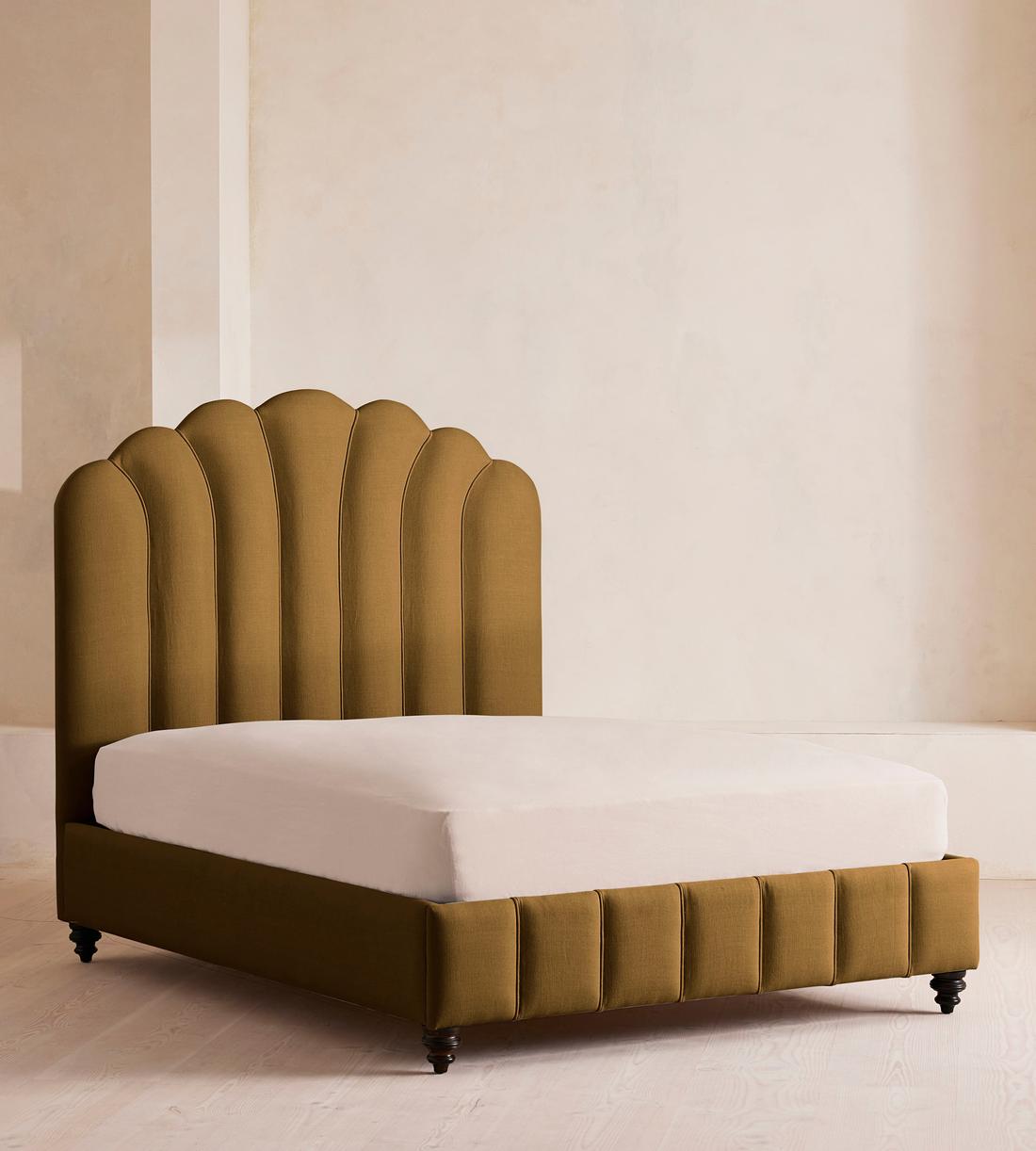 Manette Bed - Full - Linen - Ochre - US - Listing - Image 1