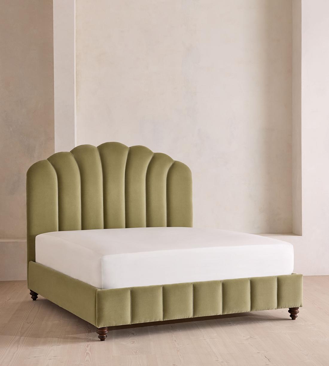 Manette Bed - with Twisted Cord - Full - Velvet - Lichen - US - Listing - Image 1