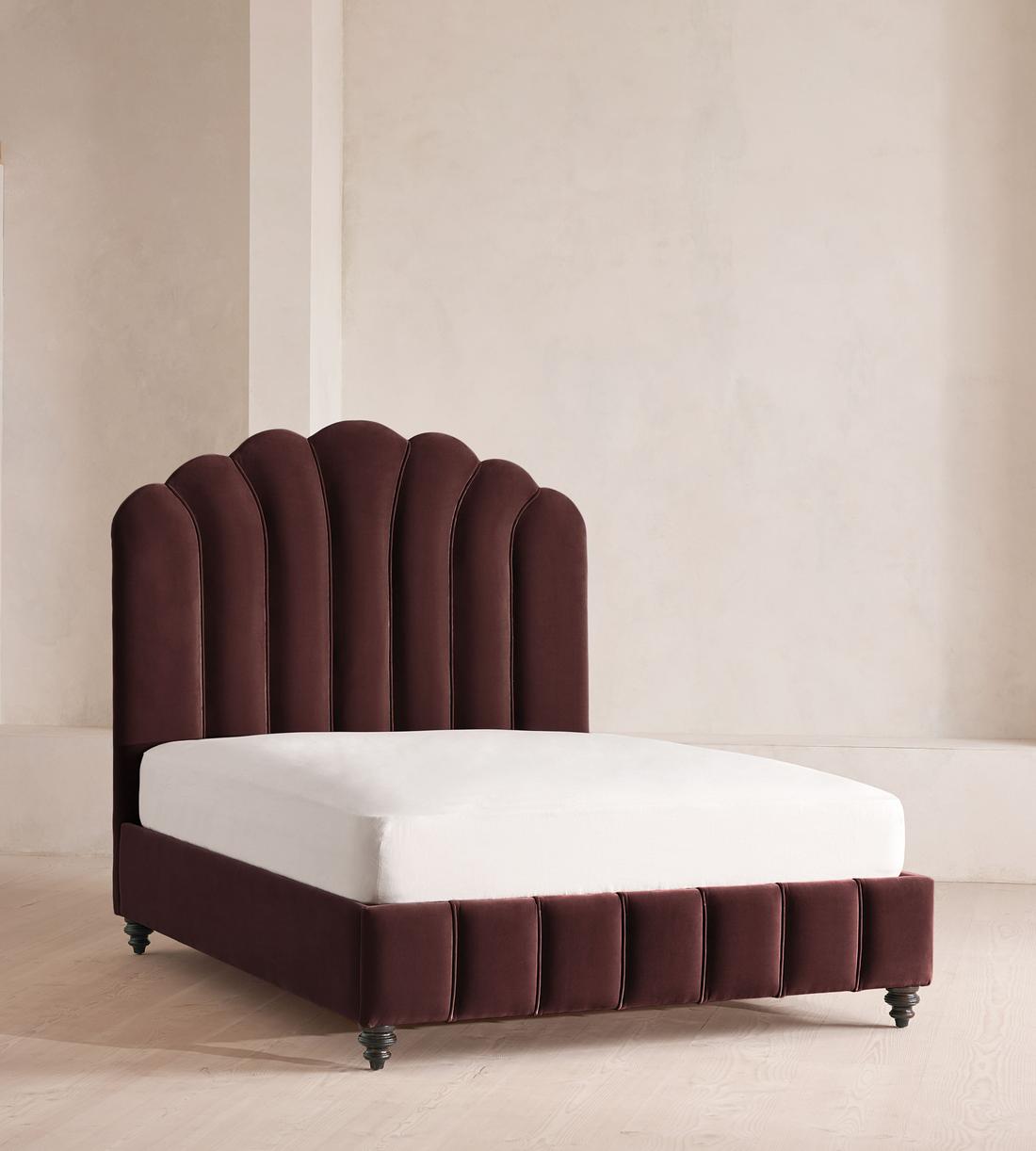 Manette Bed - Full - Velvet - Aubergine - US - Listing - Image 1