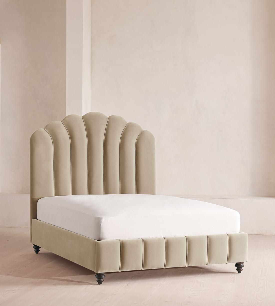 Manette Bed - Full - Velvet - Oyster - US - Listing - Image 1