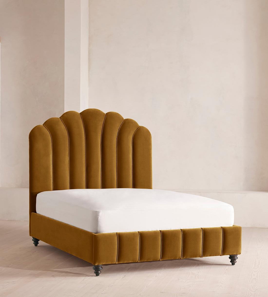 Manette Bed - King - Velvet - Mustard - Listing - Image 1