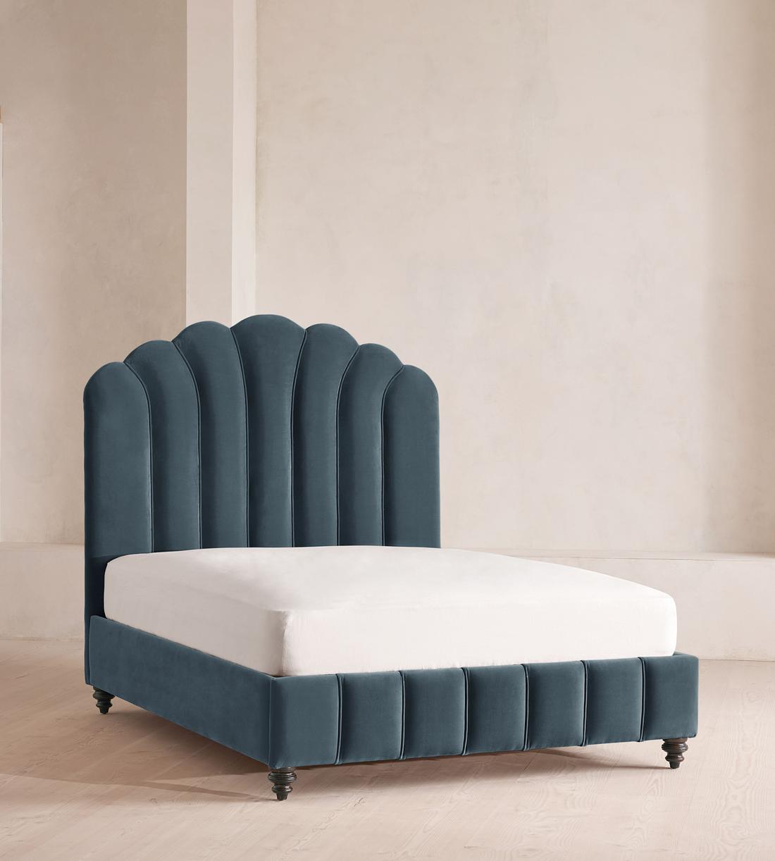 Manette Bed - Full - Velvet - Grey Blue - US - Listing - Image 1