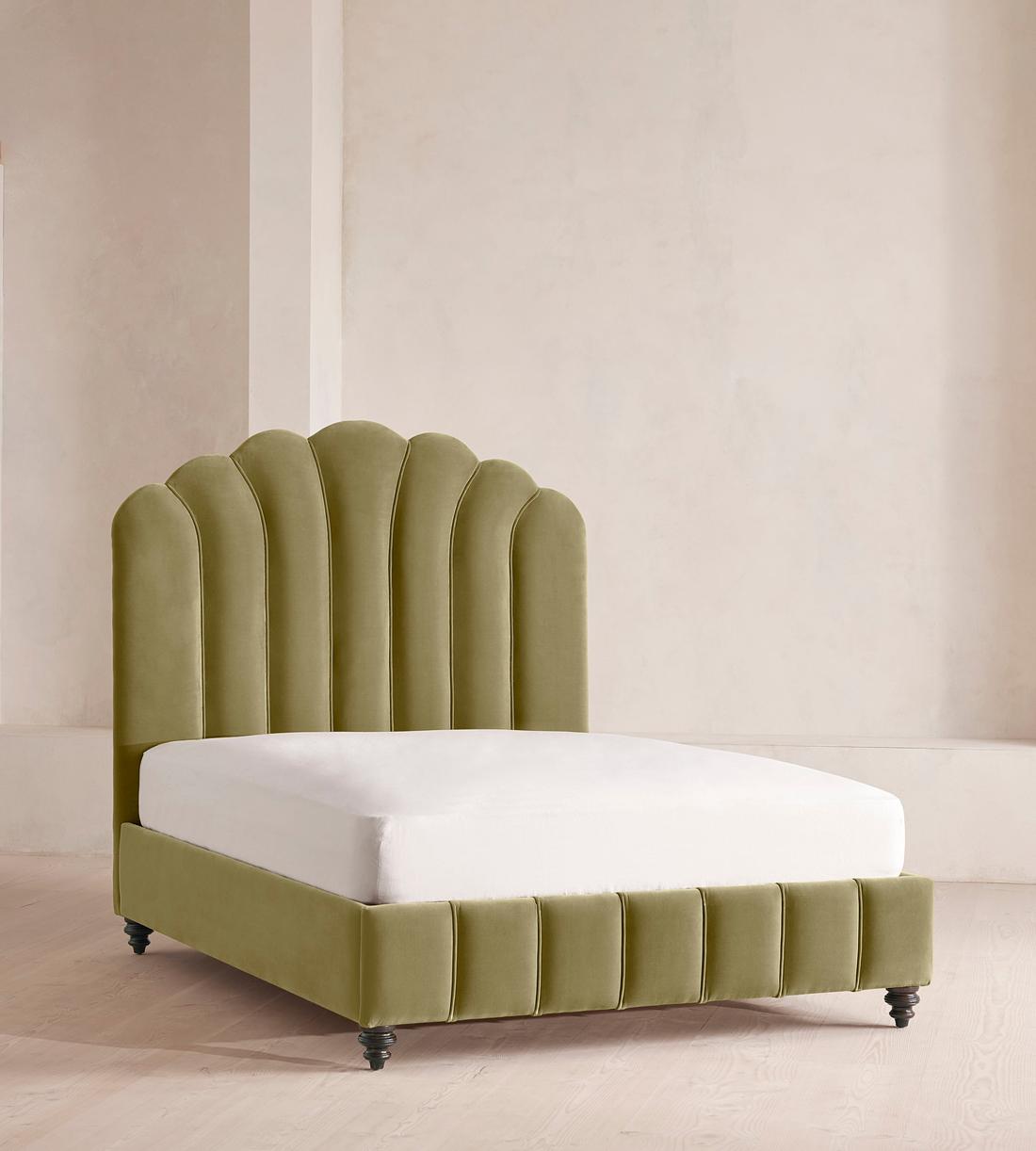 Manette Bed - Full - Velvet - Lichen - US - Listing - Image 1