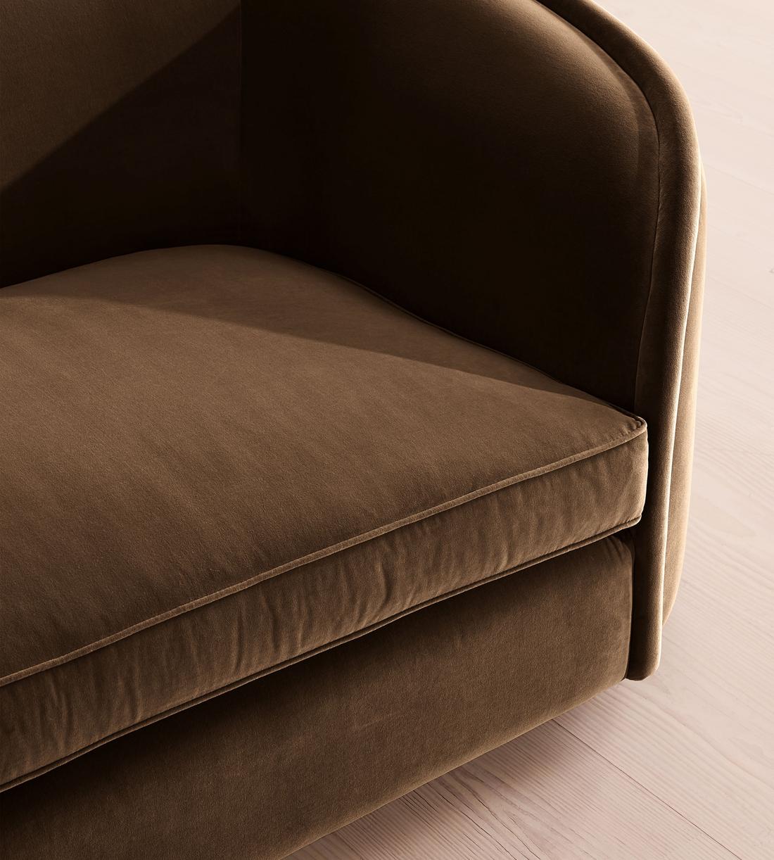 Conall Three Seater Sofa - Velvet - Chocolate - Images - Image 7