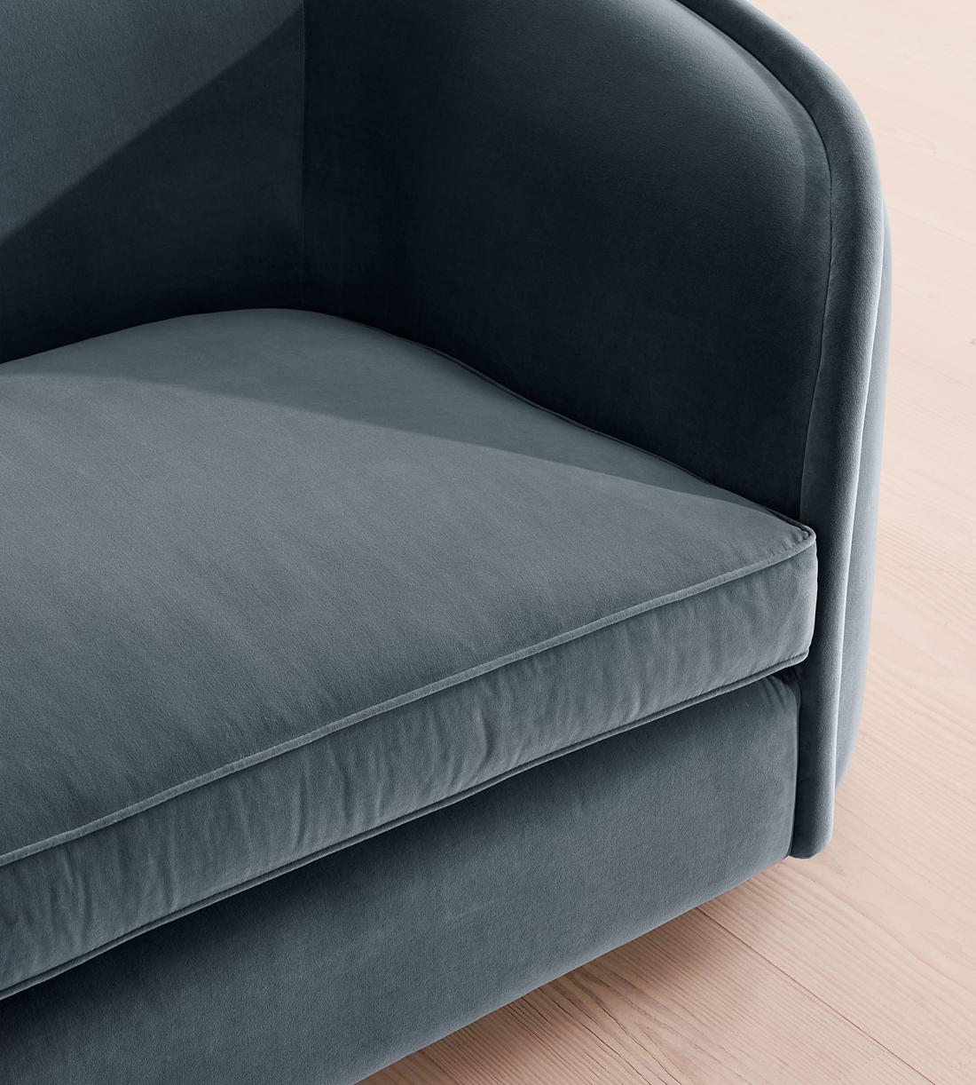 Conall Three Seater Sofa - Velvet - Grey Blue - Images - Image 5