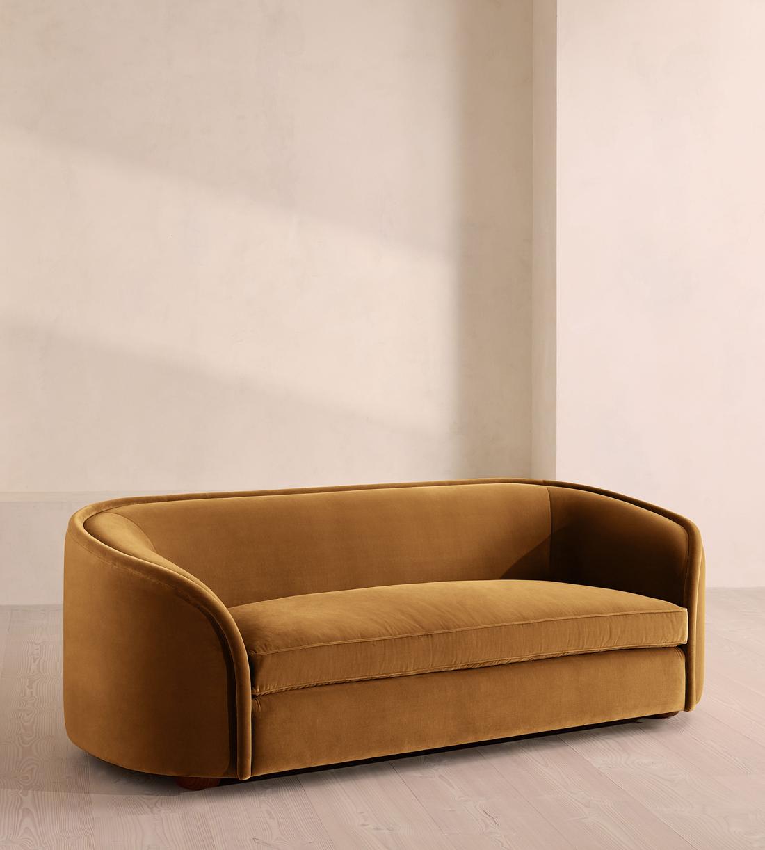 Conall Three Seater Sofa - Velvet - Mustard - US - Listing - Image 1