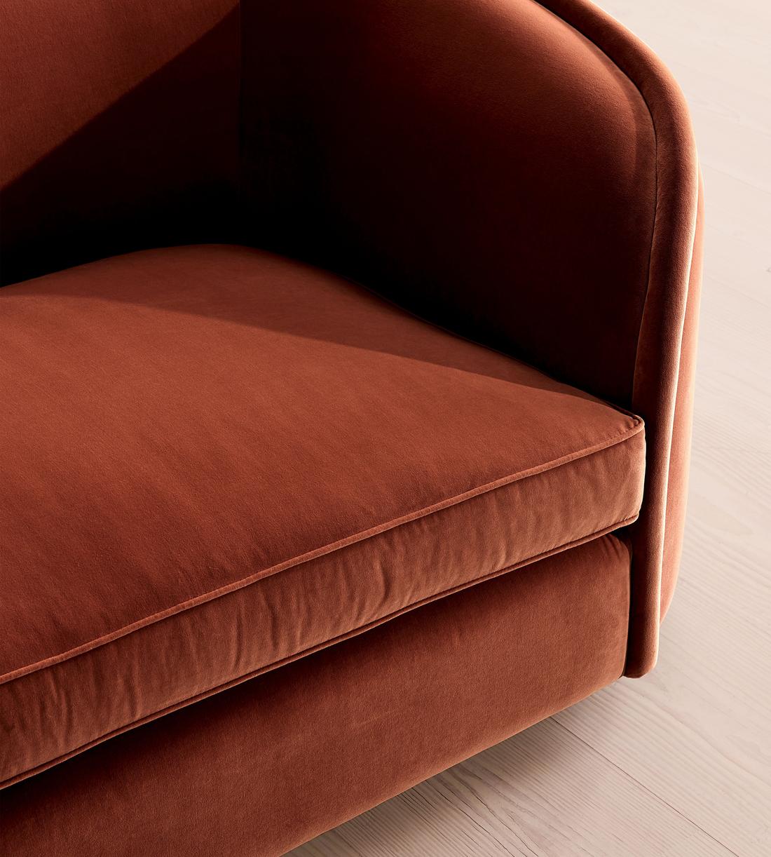 Conall Three Seater Sofa - Velvet - Rust - Images - Image 5