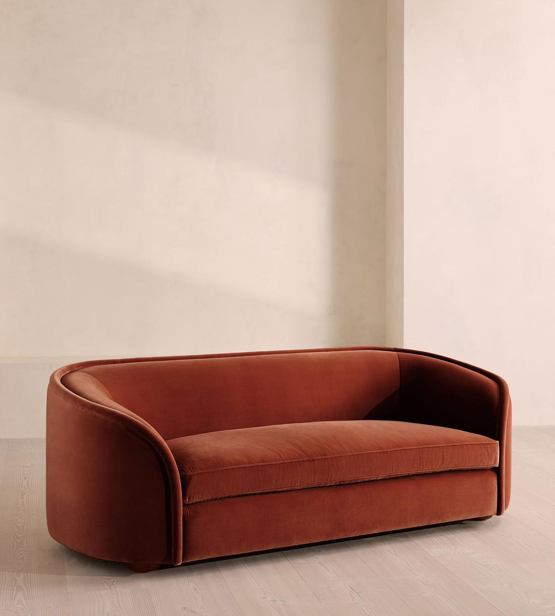 Conall Three Seater Sofa - Velvet - Rust - US - Listing - Image 1