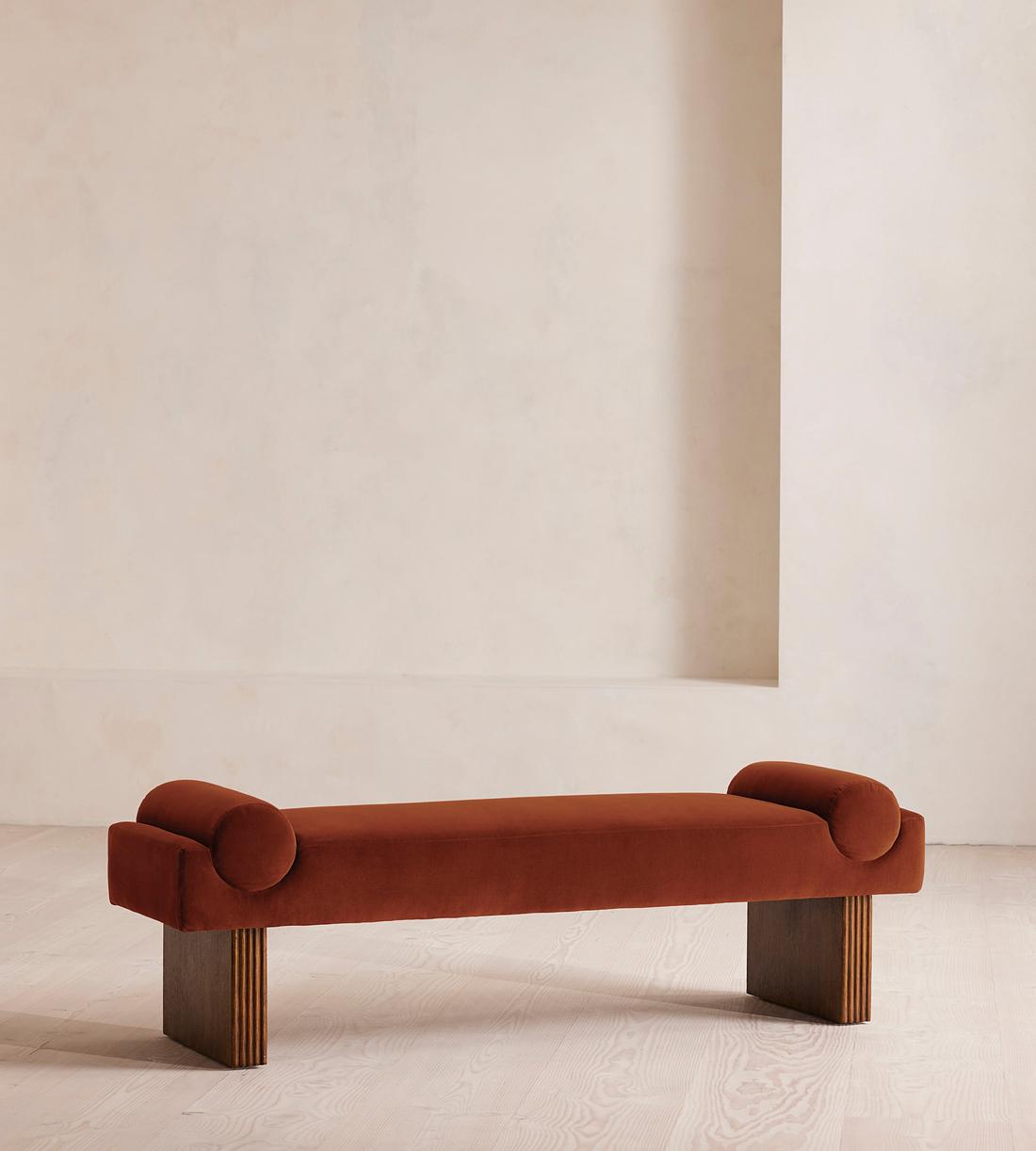 Esther Bench - Velvet - Rust - US - Listing - Image 1