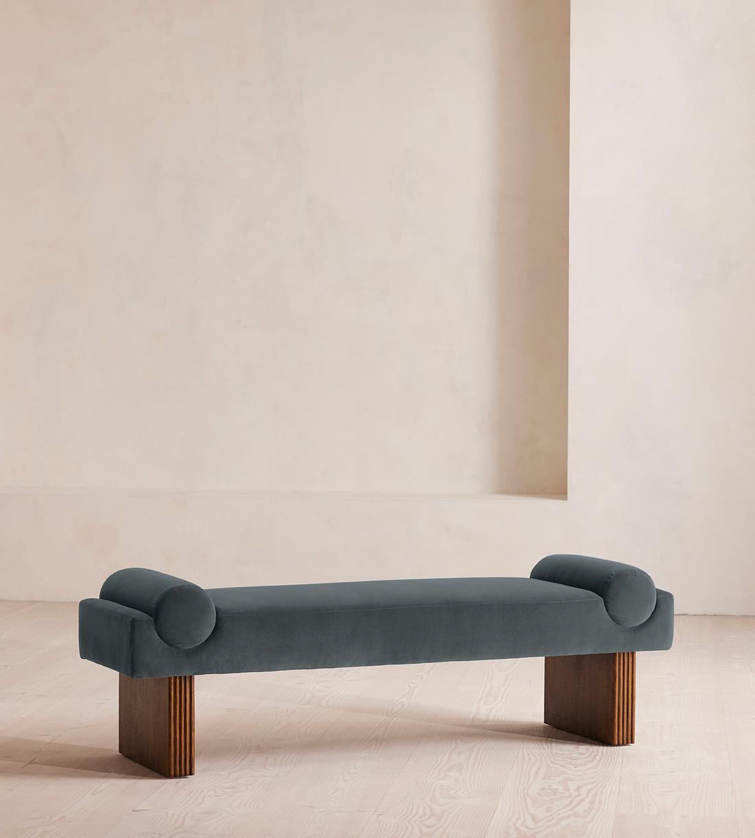 Esther Bench - Velvet - Grey Blue - US - Listing - Image 1