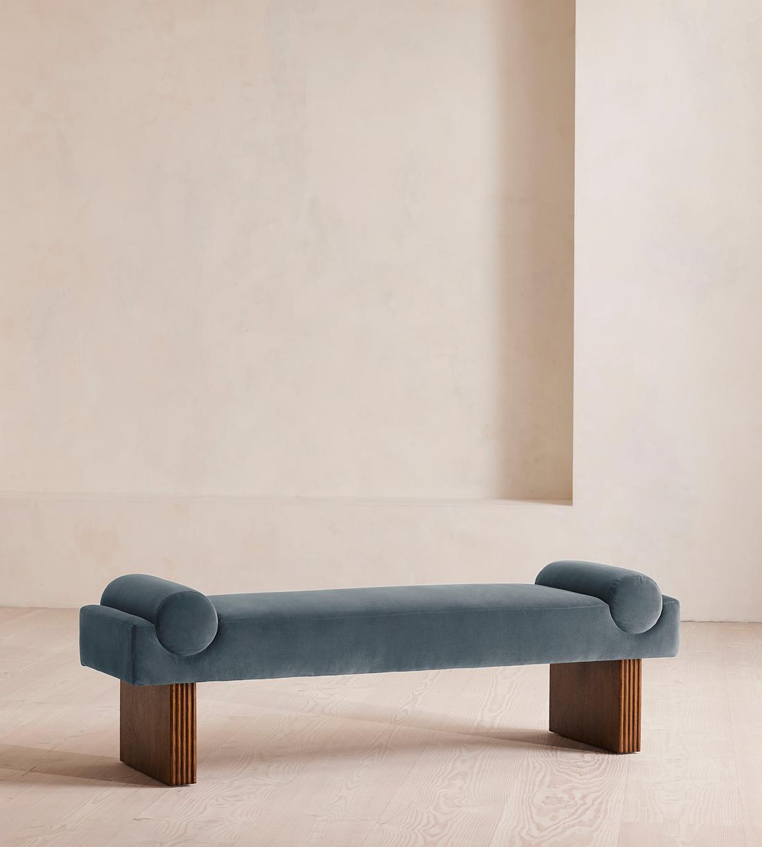 Esther Bench - Velvet - Grey Blue - UK - Listing - Image 1
