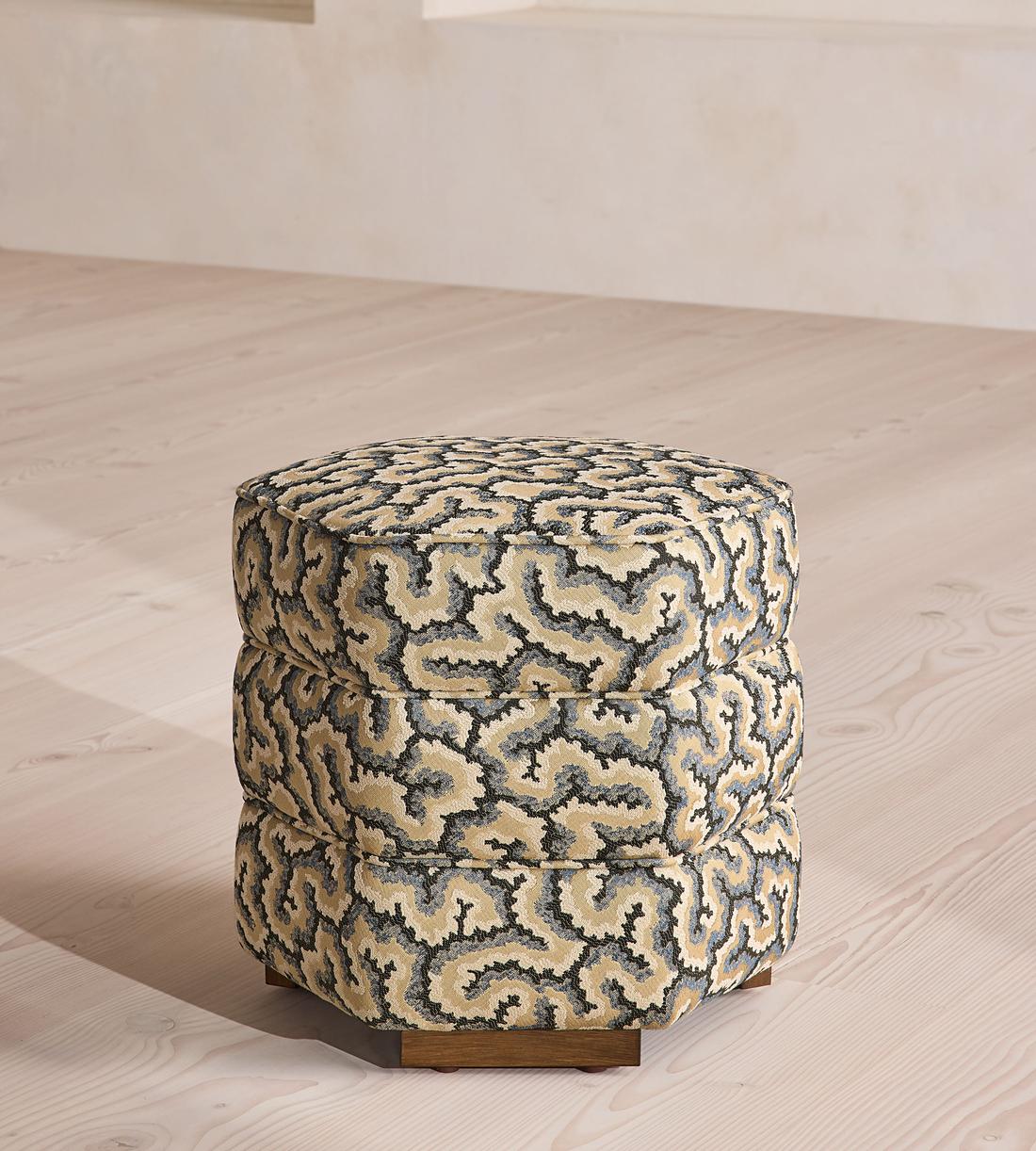 Lyla Footstool - Lophelia Jacquard - Brown - US - Listing - Image 1