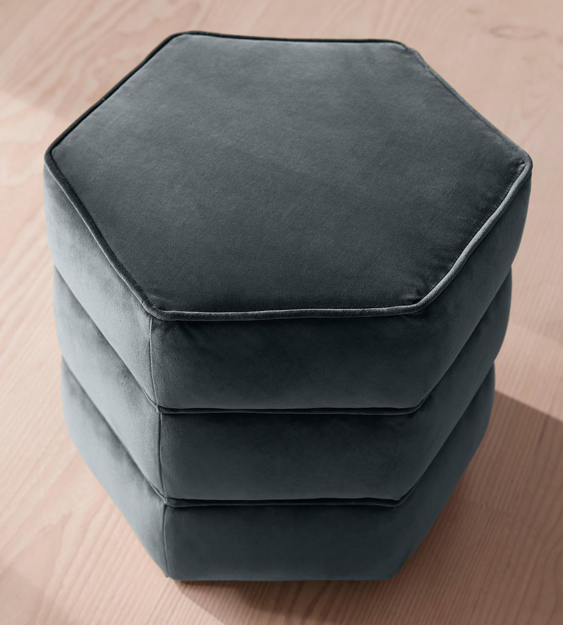Lyla Footstool - Velvet - Grey Blue - Images - Image 5