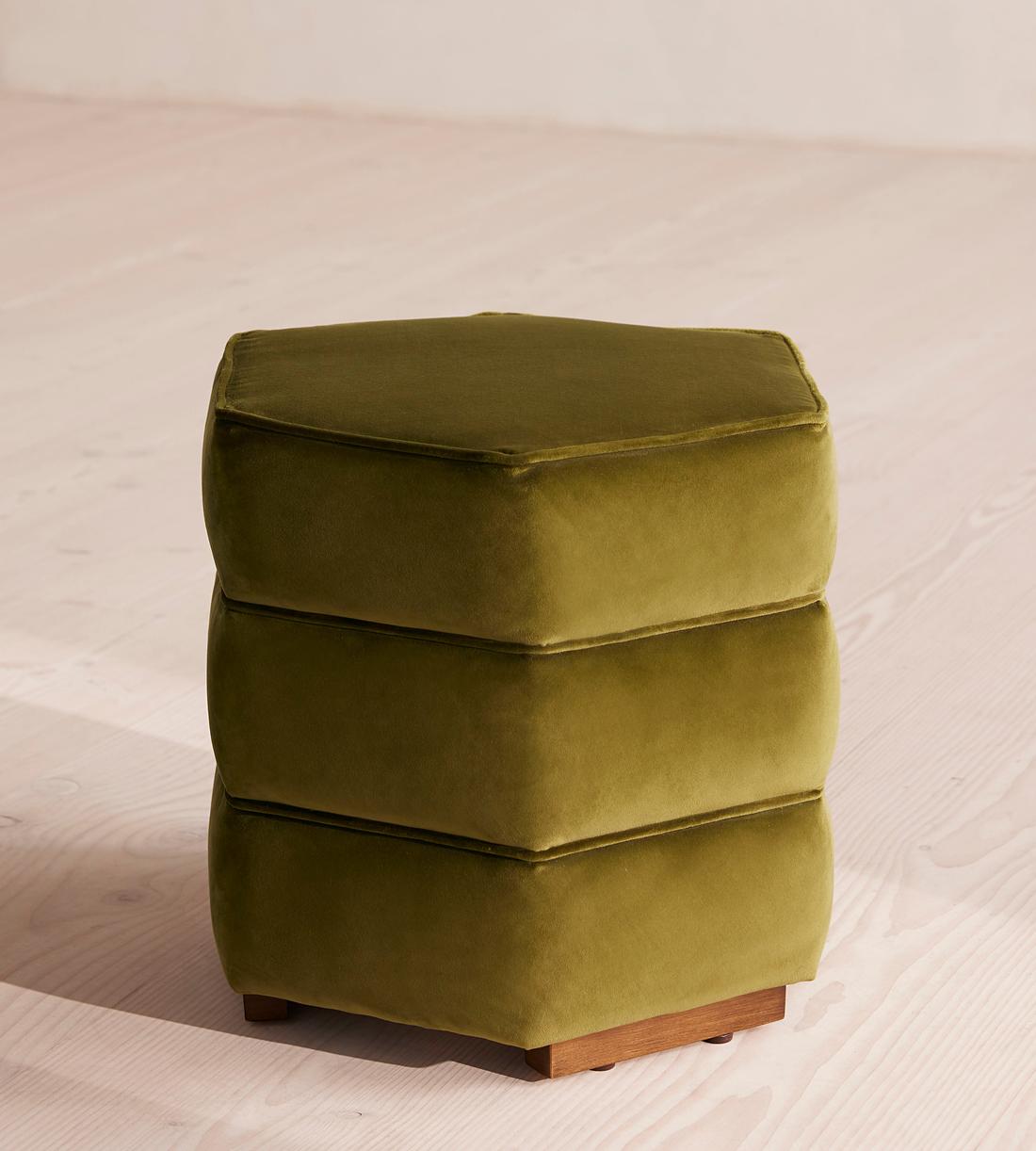 Lyla Footstool - Velvet - Olive - Listing - Image 2