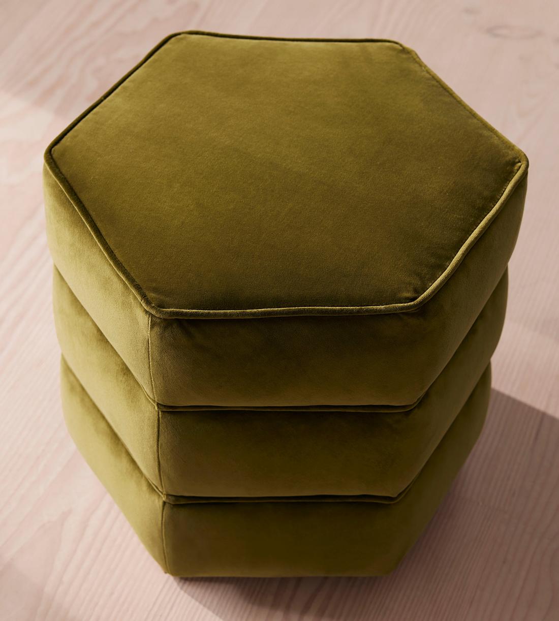 Lyla Footstool - Velvet - Olive - US - Images - Image 4