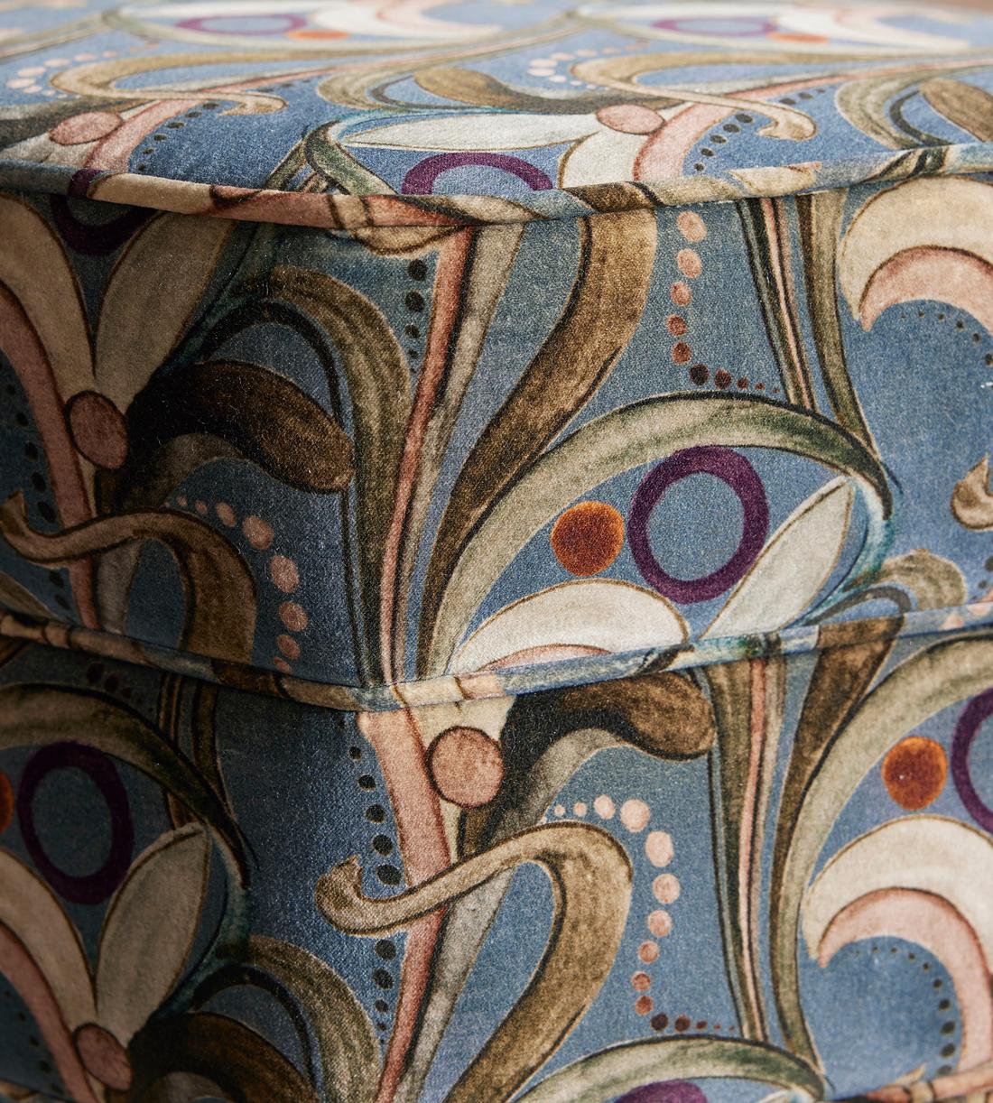 Lyla Footstool - Obie Printed Velvet - Multi - US - Images - Image 5