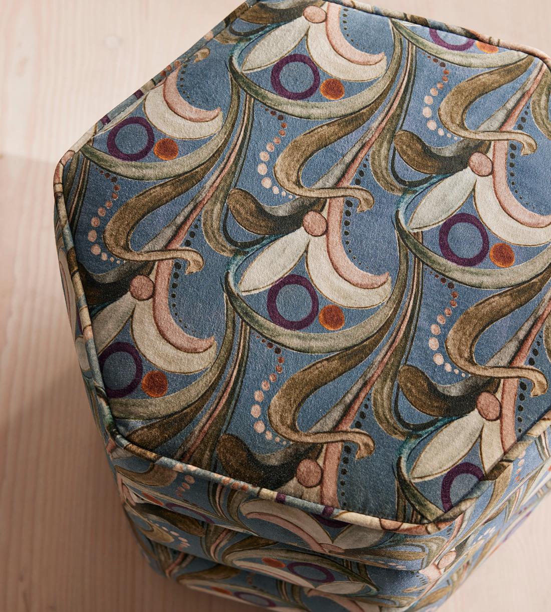 Lyla Footstool - Obie Printed Velvet - Multi - US - Images - Image 6