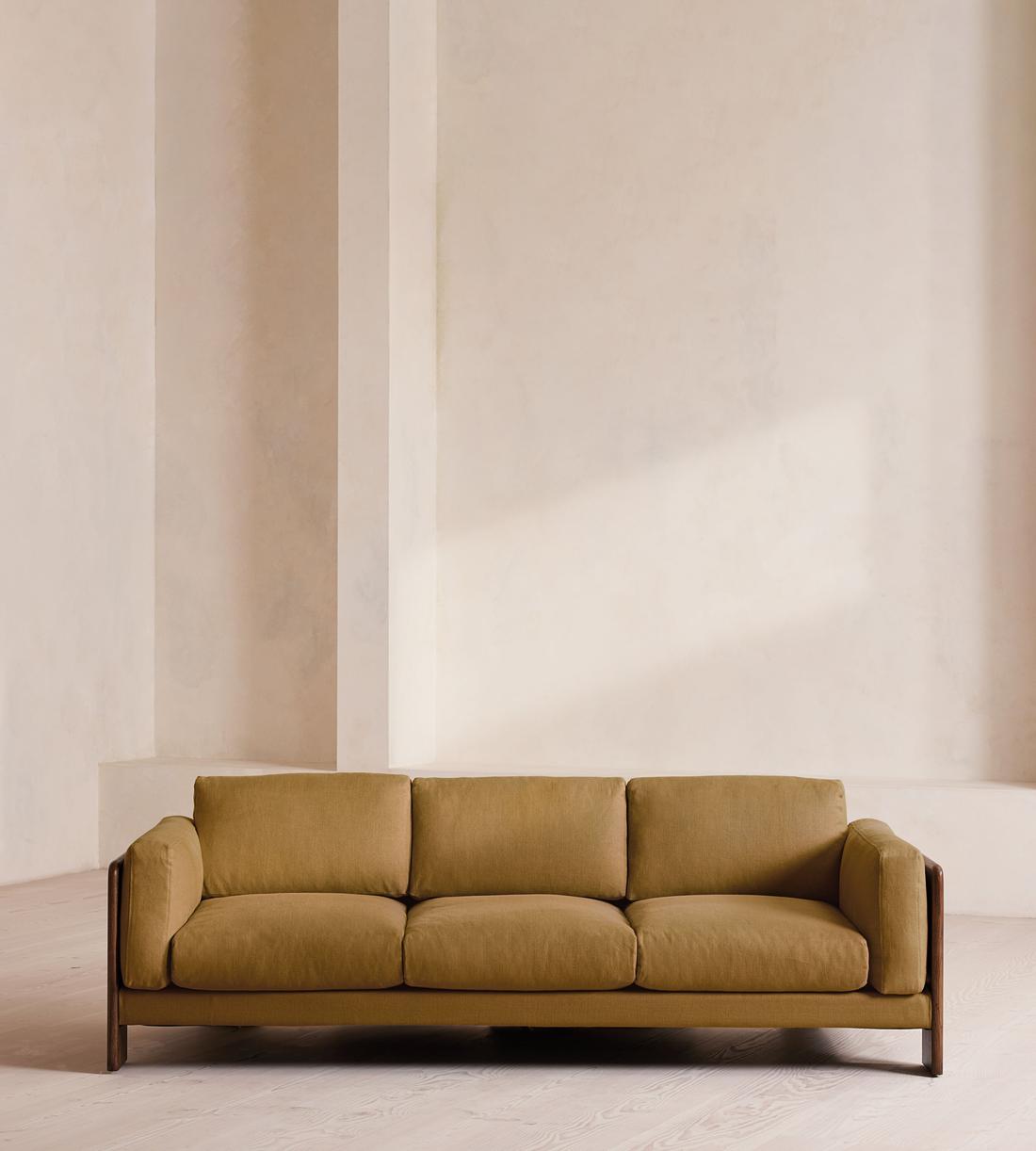 Marcia Three Seater Sofa - Linen - Ochre - Listing - Image 1